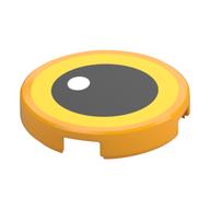 Visuel indicatif Rebrickable de Tuile ronde 2 x 2 avec Yeux Jaunes, Motif imprimé pupille Noir (Tile Round 2 x 2 with Yellow Eye, Black Pupil Print)