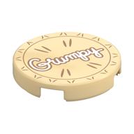 Visuel indicatif Rebrickable de Tuile ronde 2 x 2 avec tarte, blanc 'Grumpy' motif imprimé (Tile Round 2 x 2 with Pie, White 'Grumpy' Print)