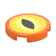 Visuel indicatif Rebrickable de Tuile ronde 2 x 2 avec motif imprimé jaune / jaune clair, noir pupille (Tile Round 2 x 2 with Yellow/Bright Light Yellow, Black Pupil Print)