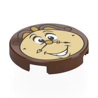 Tuile ronde 2 x 2 avec l'horloge beige Cogsworth (Tile Round 2 x 2 with Tan Cogsworth Clock Face Print)