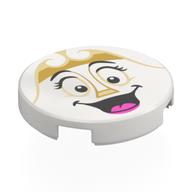 Tuile ronde 2 x 2 avec visage Dame de Grande Bouche, Tiare dorée, motif imprimé bouche ouverte (Tile Round 2 x 2 with Dame de Grande Bouche Face, Gold Tiara, Open Mouth Print)