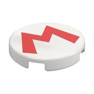 Visuel indicatif Rebrickable de Tuile ronde 2 x 2 avec motif imprimé rouge 'M' (Tile Round 2 x 2 with Red 'M' Print)