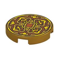 Visuel indicatif Rebrickable de Tuile ronde 2 x 2 avec des décorations orange foncé/or (pièce) motif imprimé (Tile Round 2 x 2 with Dark Orange/Gold Decorations (Coin) Print)