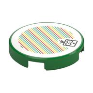 Tuile ronde 2 x 2 avec motif imprimé lakitu et code-barres (autocollant) (Tile Round 2 x 2 with Lakitu and Barcode Print (Sticker))