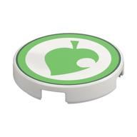 Visuel indicatif Rebrickable de Tuile ronde 2 x 2 avec cercle vert vif, motif imprimé feuille (Tile Round 2 x 2 with Bright Green Circle, Leaf Print)