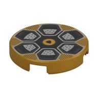 Visuel indicatif Rebrickable de Tuile ronde 2 x 2 avec bordures noires/argentées motif imprimé (Tile Round 2 x 2 with Black/Silver Rims Print)