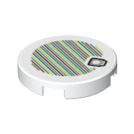 Tuile ronde 2 x 2 avec motif imprimé champignon et code-barres (autocollant) (Tile Round 2 x 2 with Mushroom and Barcode Print (Sticker))