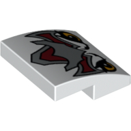 Visuel indicatif Rebrickable de Brique courbée 2 x 2 x 2/3 avec yeux de bête légende loup et motif imprimé crête (Brick Curved 2 x 2 x 2/3 with Wolf Legend Beast Eyes and Crest Print)