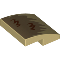 Visuel indicatif Rebrickable de Brique courbée 2 x 2 x 2/3 avec motif imprimé de fourrure beige foncé (Brick Curved 2 x 2 x 2/3 with Dark Tan Fur Print)