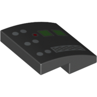 Visuel indicatif Rebrickable de Brique courbée 2 x 2 x 2/3 avec panneau de contrôle Dark Vador, boutons, motifs imprimés lumières (Brick Curved 2 x 2 x 2/3 with Darth Vader Control Panel, Buttons, Lights Print)
