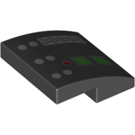 Visuel indicatif Rebrickable de Brique courbée 2 x 2 x 2/3 avec panneau de contrôle Dark Vador, boutons, motifs imprimés lumières (Brick Curved 2 x 2 x 2/3 with Darth Vader Control Panel, Buttons, Lights Print)