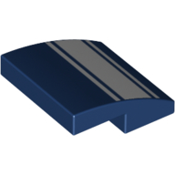Visuel indicatif Rebrickable de Brique courbée 2 x 2 x 2/3 avec 2 bandes blanches/Lignes motif imprimé (Brick Curved 2 x 2 x 2/3 with 2 White Stripes/Lines Print)