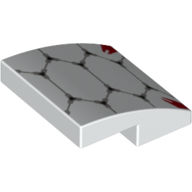 Visuel indicatif Rebrickable de Brique courbée 2 x 2 x 2/3 avec motif hexagonal noir, motif imprimé flammes rouges (Brick Curved 2 x 2 x 2/3 with Black Hexagon Pattern, Red Flames Print)