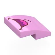 Visuel indicatif Rebrickable de Brique courbée 2 x 2 x 2/3 avec bouche ouverte, motif imprimé Langue rose (Brick Curved 2 x 2 x 2/3 with Open Mouth, Pink Tongue Print)