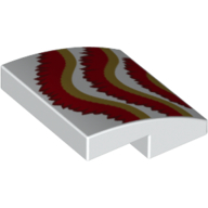 Visuel indicatif Rebrickable de Brique bombée 2 x 2 x 2/3 avec volants beige foncé/rouge foncé (dragon) motif imprimé (Brick Curved 2 x 2 x 2/3 with Dark Tan/Dark Red Ruffles (Dragon) Print)
