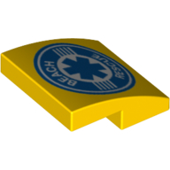 Visuel indicatif Rebrickable de Brique courbée 2 x 2 x 2/3 avec étoile de vie et motif imprimé 'Beach Rescue' (Brick Curved 2 x 2 x 2/3 with Star of Life and 'Beach Rescue' Print)