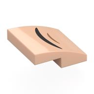Visuel indicatif Rebrickable de Brique imprimé courbe 2 x 2 x 2/3 avec motif noir/nougat (Brick Curved 2 x 2 x 2/3 with Black/Nougat Curved Line (Mouth) Print)