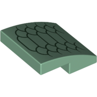 Visuel indicatif Rebrickable de Brique courbe 2 x 2 x 2/3 avec échelle de vert foncé sprint (Brick Curved 2 x 2 x 2/3 with Dark Green Scale sprint)
