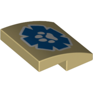 Visuel indicatif Rebrickable de Brique courbée 2 x 2 x 2/3 avec logo Vet avec motif imprimé patte (Brick Curved 2 x 2 x 2/3 with Vet Logo with Paw Print)
