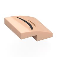 Visuel indicatif Rebrickable de Brique imprimé courbe 2 x 2 x 2/3 avec motif noir/nougat (Brick Curved 2 x 2 x 2/3 with Black/Nougat Curved Line (Mouth) Print)