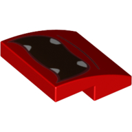 Brique courbée 2 x 2 x 2/3 avec bouche noire ouverte, motif imprimé de crocs blancs (Brick Curved 2 x 2 x 2/3 with Open Black Mouth, White Fangs Print)