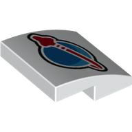 Visuel indicatif Rebrickable de Brique courbée 2 x 2 x 2/3 avec logo espace classique motif imprimé (Brick Curved 2 x 2 x 2/3 with Classic Space Logo Print)