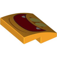 Brique courbée 2 x 2 x 2/3 avec Yeux Jaunes, ouvert Motif imprimé Bouche (Brick Curved 2 x 2 x 2/3 with Yellow Eyes, Open Mouth Print)