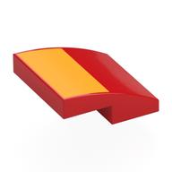 Visuel indicatif Rebrickable de Brique courbée 2 x 2 x 2/3 avec motif imprimé rectangle orange clair (Brick Curved 2 x 2 x 2/3 with Bright Light Orange Rectangle Print)