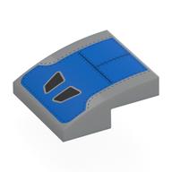 Visuel indicatif Rebrickable de Brique courbée 2 x 2 x 2/3 avec forme bleue, nervures, noir Air Apports imprimé (Brick Curved 2 x 2 x 2/3 with Blue Shape, Ribbits, Black Air Intakes Print)