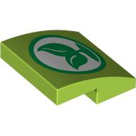 Visuel indicatif Rebrickable de Brique courbée 2 x 2 x 2/3 avec feuille symbole motif imprimé (Brick Curved 2 x 2 x 2/3 with Leaf Symbol Print)