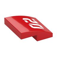 Visuel indicatif Rebrickable de Brique courbée 2 x 2 x 2/3 avec motif imprimé blanc '02' (Brick Curved 2 x 2 x 2/3 with White '02' Print)