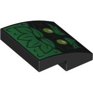 Visuel indicatif Rebrickable de Brique courbée 2 x 2 x 2/3 avec motif imprimé visage feuilles vertes (Brick Curved 2 x 2 x 2/3 with Green Leaves Face Print)