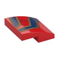 Visuel indicatif Rebrickable de Brique courbée 2 x 2 x 2/3 avec motif imprimé rayures or/bleu foncé (Brick Curved 2 x 2 x 2/3 with Gold/Dark Blue Stripes Print)