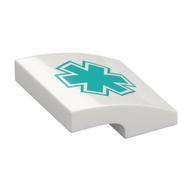 Visuel indicatif Rebrickable de Brique courbée 2 x 2 x 2/3 avec motif imprimé étoile de la vie turquoise foncé (Brick Curved 2 x 2 x 2/3 with Dark Turquoise Star of Life Print)