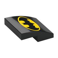 Visuel indicatif Rebrickable de Brique courbée 2 x 2 x 2/3 avec motif imprimé symbole Batman jaune (Brick Curved 2 x 2 x 2/3 with Yellow Batman Symbol Print)