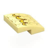 Visuel indicatif Rebrickable de Brique courbée 2 x 2 x 2/3 avec robe, lignes d'or, étoiles, motif imprimé de volants jaunes (Brick Curved 2 x 2 x 2/3 with Dress, Gold Lines, Stars, Yellow Ruffles Print)
