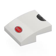 Visuel indicatif Rebrickable de Brique courbée 2 x 2 x 2/3 avec évent noir, motif imprimé Badge Bugatti rouge (Brick Curved 2 x 2 x 2/3 with Black Air Vent, Red Bugatti Badge Print)