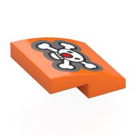 Visuel indicatif Rebrickable de Brique courbée 2 x 2 x 2/3 avec crâne et os, motif imprimé nez rouge (Brick Curved 2 x 2 x 2/3 with Skull and Bones, Red Nose Print)