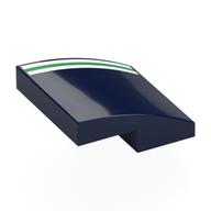Visuel indicatif Rebrickable de Brique courbée 2 x 2 x 2/3 avec motif imprimé blanc/vert/blanc (Brick Curved 2 x 2 x 2/3 with White/Green/White Stripes Print)