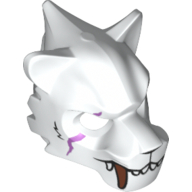 Masque tigre avec crocs blanc et cuivre, cicatrice et violet tendeur patchs motif imprimé (Mask Tiger with White and Copper Fangs, Scar and Purple Sinew Patches Print)