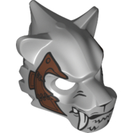 Masque tigre avec croc blanc, cuivre croc et cuivre armure avec rivets motif imprimé (Mask Tiger with White Fang, Copper Fang and Copper Armor with Rivets Print)