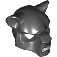 Masque félin avec nez bleu foncé, crocs et motif imprimé fourrure grise (Mask Feline with Dark Blue Nose, Fangs and Gray Fur Print)