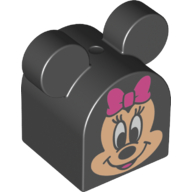 Visuel indicatif Rebrickable de Duplo brique 2 x 2 x 2 haut incurvé avec oreilles rondes avec motif imprimé de souris minnie (Duplo Brick 2 x 2 x 2 Curved Top with Round Ears with Minnie Mouse Print)