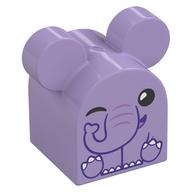 Visuel indicatif Rebrickable de Duplo brique 2 x 2 x 2 haut incurvé avec oreilles rondes, motif imprimé éléphant (Duplo Brick 2 x 2 x 2 Curved Top with Round Ears, Elephant Print)