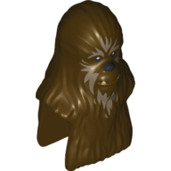Tête de minifigurine Spécial, Wookiee avec des coups de beige foncé en fourrure (Minifig Head Special, Wookiee with Dark Tan Strokes in Fur)