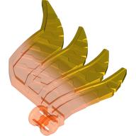 Visuel indicatif Rebrickable de Aile de grande taille, plumes avec motif trou pour axe et jaune-transparent marbré (Large Figure Wing, Feathered with Axle Hole and Marbled Trans-Yellow Pattern)