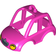 Visuel indicatif Rebrickable de Duplo voiture corps haut cabine 2 crampons supérieurs avec phares, grill motif imprimé (Duplo Car Body High Cab 2 Top Studs with Headlights, Grill Print)