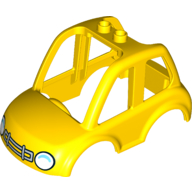 Visuel indicatif Rebrickable de Duplo voiture corps haut cabine 2 crampons supérieurs avec phares blancs et grille garde motif imprimé (Duplo Car Body High Cab 2 Top Studs with White Headlights and Grille Guard Print)