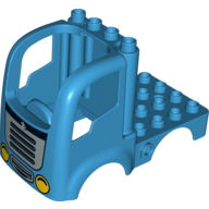 Visuel indicatif Rebrickable de Duplo camion carrosserie 4 x 4 plat avec 4 crampons supérieurs - calandre et phares motif imprimé (Duplo Car Body Truck 4 x 4 Flatbed with 4 Top Studs - Grille and Headlights Print)