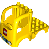 Visuel indicatif Rebrickable de Camion carrosserie Duplo 4 x 4 plat avec 4 crampons supérieurs - phares et logo LEGO imprimé (Duplo Car Body Truck 4 x 4 Flatbed with 4 Top Studs - Headlights and LEGO Logo Print)